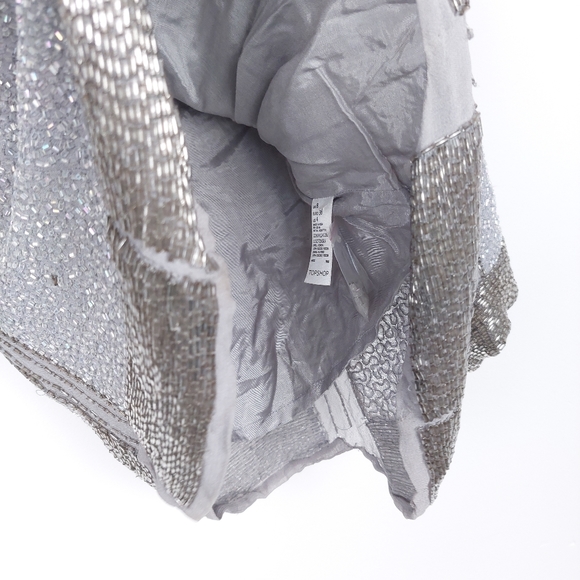 Topshop Silver Grey Beaded Top Size 8 - Picture 10 of 16